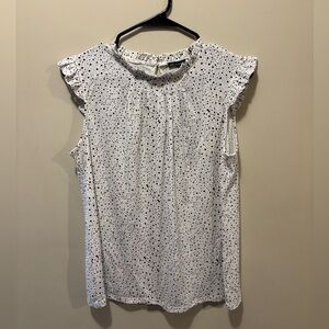 Adrianna Papell Black and White Speckled Blouse